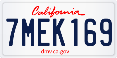 CA license plate 7MEK169