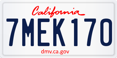 CA license plate 7MEK170