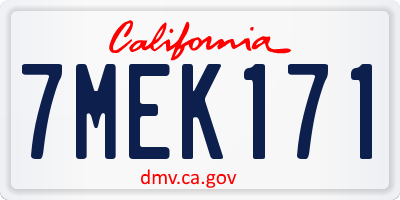 CA license plate 7MEK171