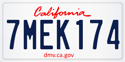 CA license plate 7MEK174