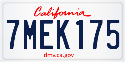 CA license plate 7MEK175