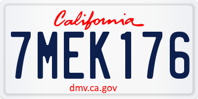 CA license plate 7MEK176