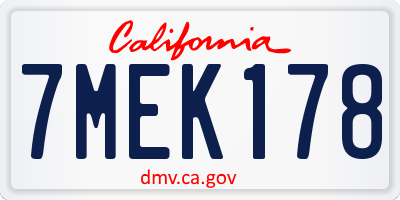 CA license plate 7MEK178