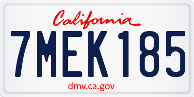 CA license plate 7MEK185