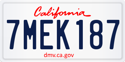 CA license plate 7MEK187
