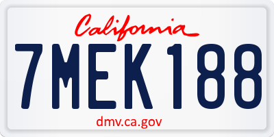 CA license plate 7MEK188