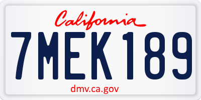 CA license plate 7MEK189