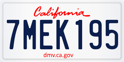 CA license plate 7MEK195