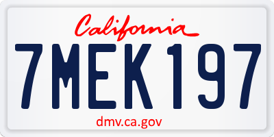 CA license plate 7MEK197
