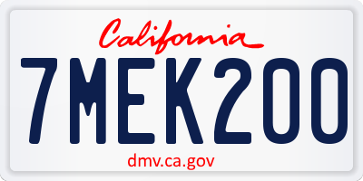 CA license plate 7MEK200