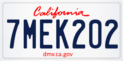 CA license plate 7MEK202