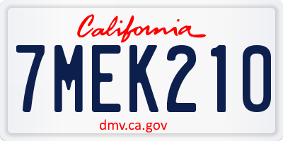 CA license plate 7MEK210