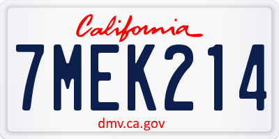 CA license plate 7MEK214