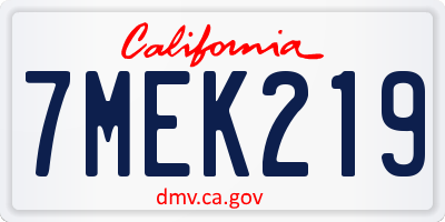 CA license plate 7MEK219