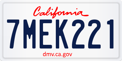 CA license plate 7MEK221