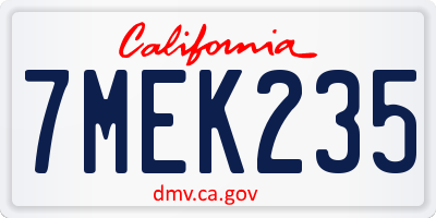 CA license plate 7MEK235