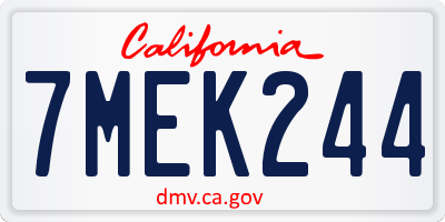CA license plate 7MEK244