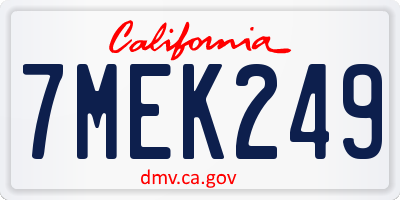CA license plate 7MEK249