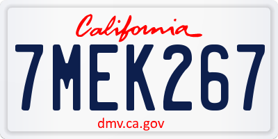CA license plate 7MEK267