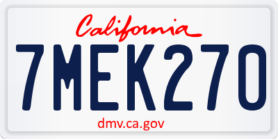 CA license plate 7MEK270