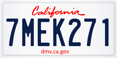 CA license plate 7MEK271