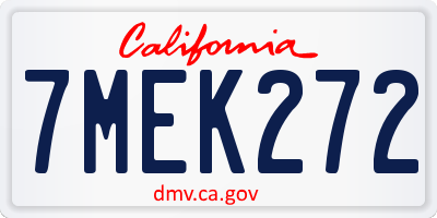 CA license plate 7MEK272