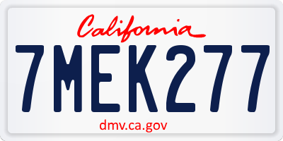 CA license plate 7MEK277