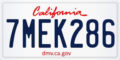 CA license plate 7MEK286