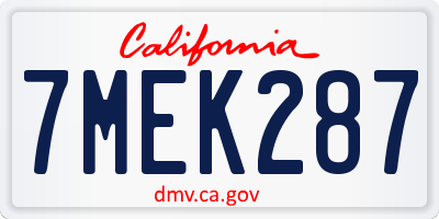 CA license plate 7MEK287
