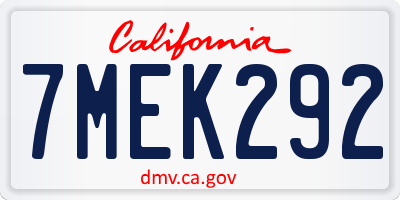 CA license plate 7MEK292