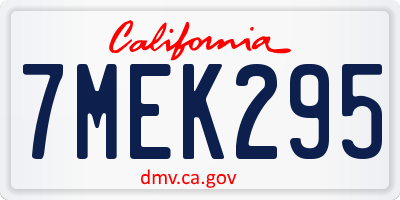 CA license plate 7MEK295