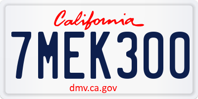 CA license plate 7MEK300