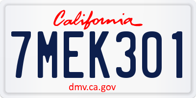 CA license plate 7MEK301