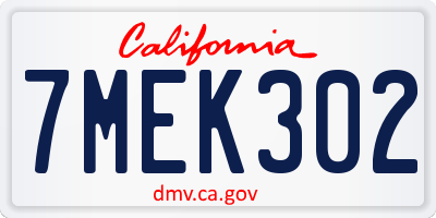 CA license plate 7MEK302