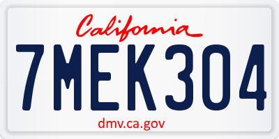 CA license plate 7MEK304