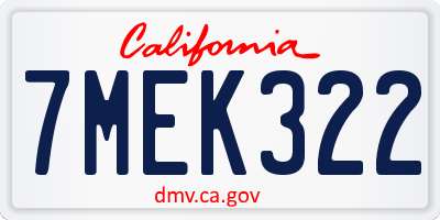 CA license plate 7MEK322