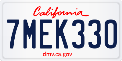CA license plate 7MEK330