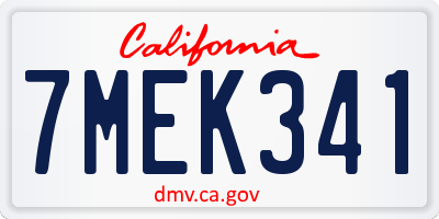 CA license plate 7MEK341