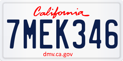 CA license plate 7MEK346