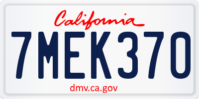 CA license plate 7MEK370
