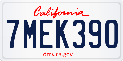 CA license plate 7MEK390