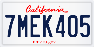 CA license plate 7MEK405