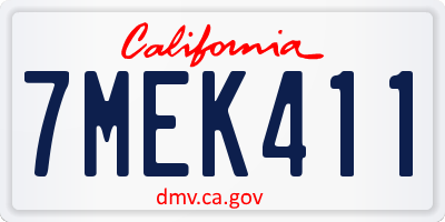 CA license plate 7MEK411