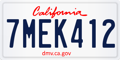 CA license plate 7MEK412