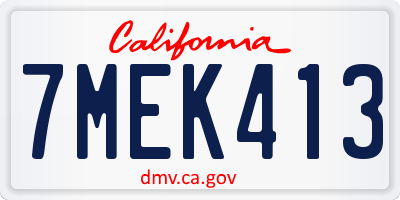 CA license plate 7MEK413
