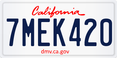 CA license plate 7MEK420
