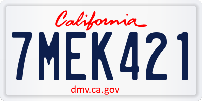 CA license plate 7MEK421