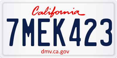 CA license plate 7MEK423