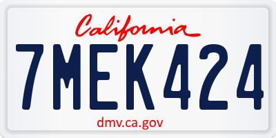 CA license plate 7MEK424