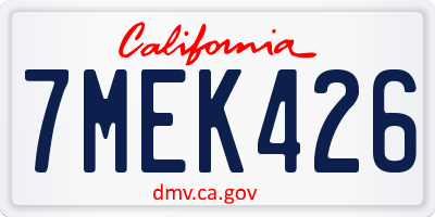 CA license plate 7MEK426